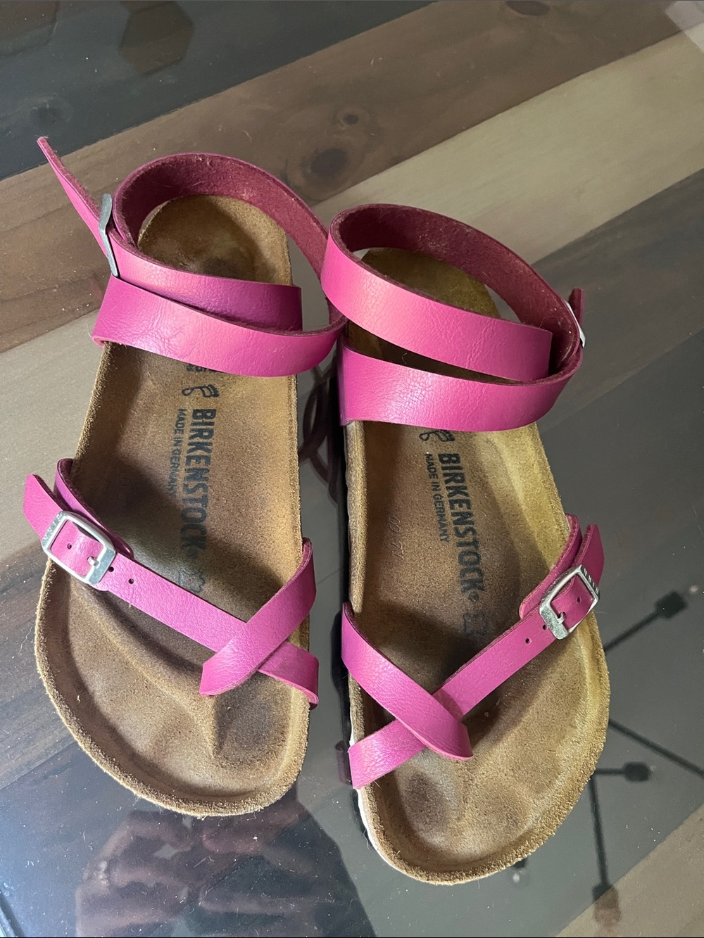 Birkenstock Fuchsia Leather Strappy Sandals